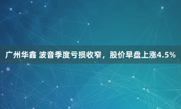 广州华鑫 波音季度亏损收窄，股价早盘上涨4.5%